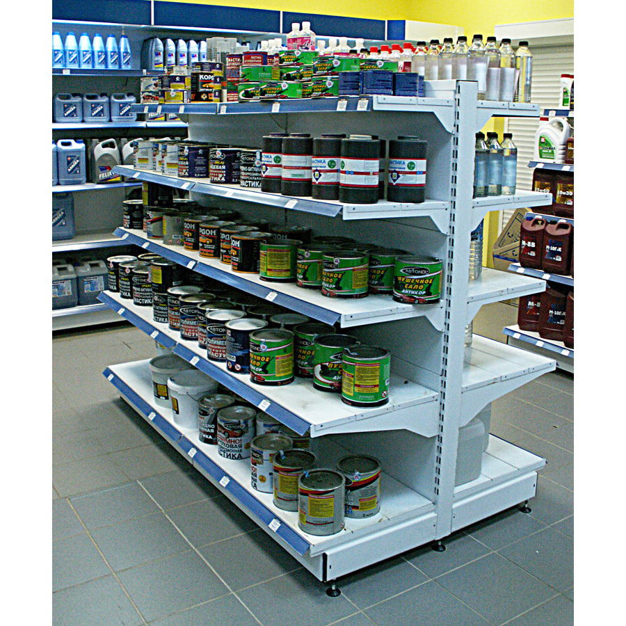 Стеллаж торговый островной СК125 Русь 1250x500x2200 5 полок